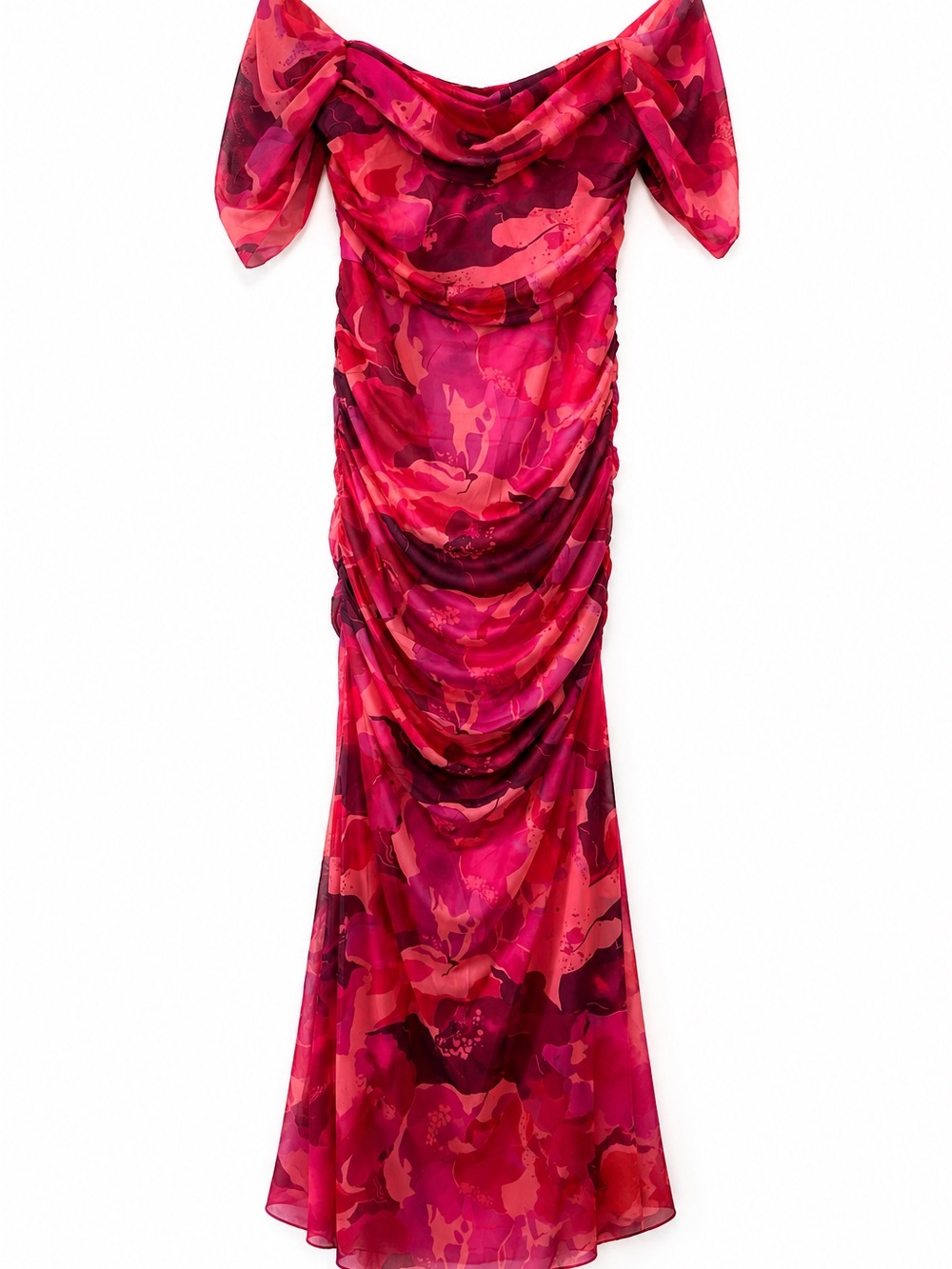 ❤️ Hello Molly Fuchsia Floral Ruched Maxi Dress